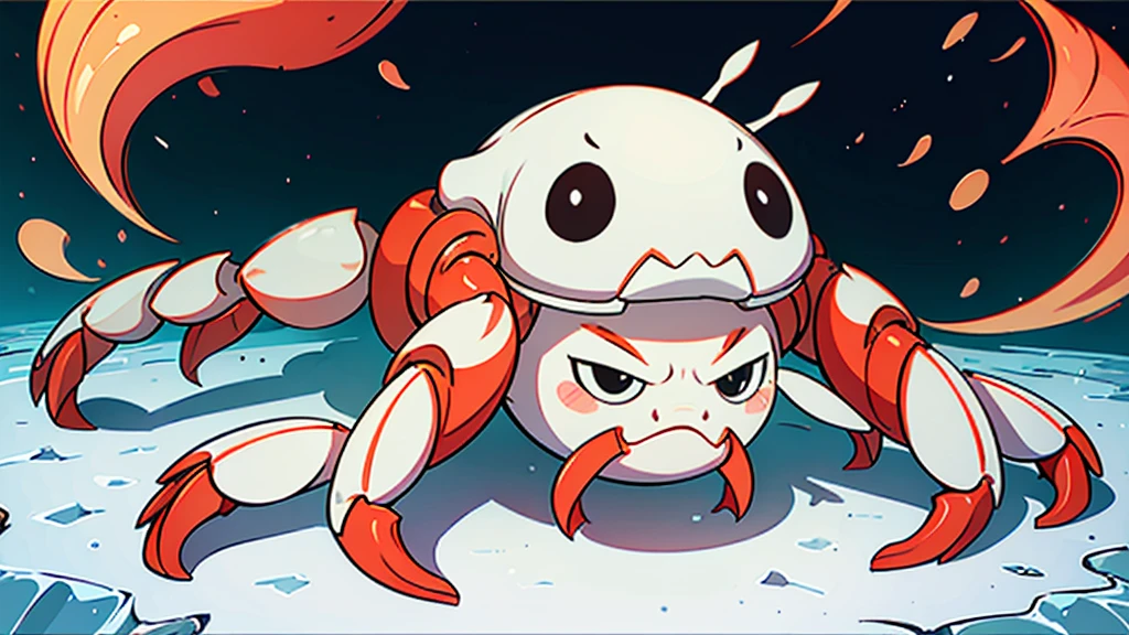A crab being happy. white background. full frame
