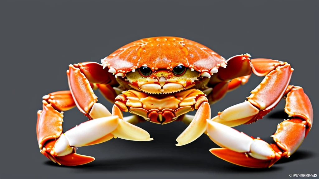 A crab being happy. white background. full frame