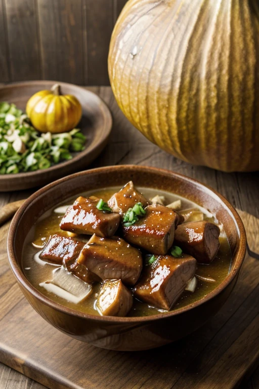 Boil pork bones, gourd, big bowl, pork ribs,