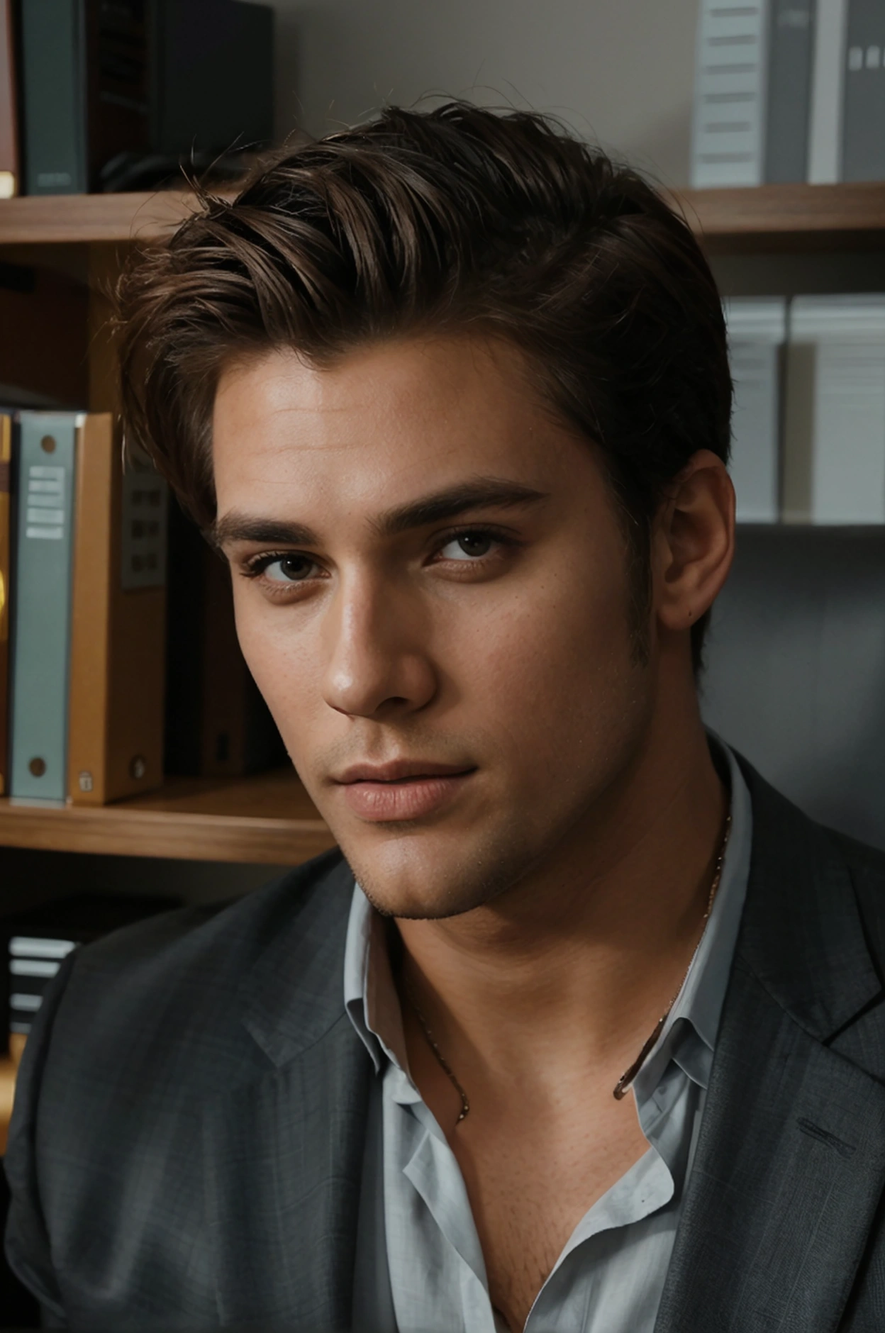 full body , handsome men , in office room
