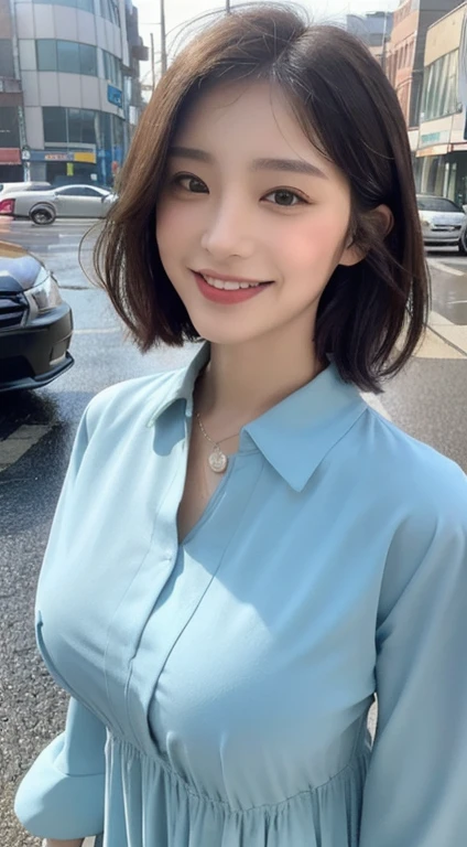 ((Best Quality, 8K, Masterpiece:1.3)), Focus: 1.2, Perfect Body Beauty: 1.4, Buttocks: 1.2, ((Layered Haircut, Breasts: 1.2)), (Wet Clothes: 1.1), (Rain, Street:1.3), Bandeau Dress: 1.1, Highly Detailed Face and Skin Texture, Fine Eyes, Double Eyelids, Whitening Skin, Long Hair, (Shut Up: 1.3), Smile
