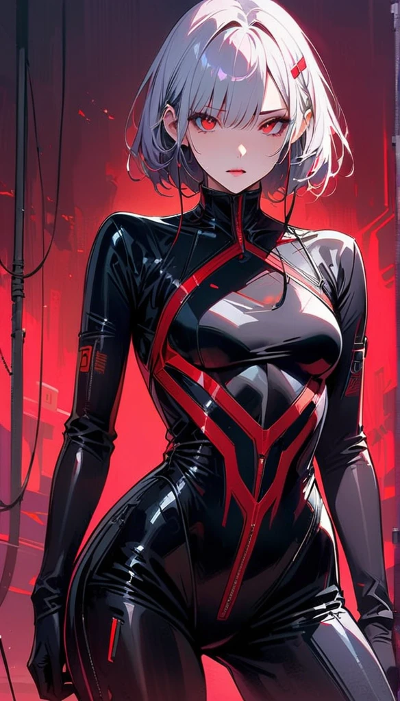 1 female, Browsing Caution, Brown Skin, Ren Yamashiro,(Demon Capital Spirit Soldier Slave), yamashiro768, clavicle, Glowing red eyes,Absurd, brainwashing,Hollow Eyes, Hollow Eyes, Huge breasts,Emotional erasure, Expressionless,(Black latex tight bodysuit),avert your eyes , 全身shape, ((Squat,Spread your legs, Put your arms behind your head)),(Highest quality、4K、8k、High resolution、Must have:1.2)、Very detailed、(reality、reality的なです、reality的な:1.37)、Ticker、Hyper HD、Studio Lighting、Ultra High Definition Paint、Sharp focus、Physically Based Rendering、Extreme Detail、Professional specifications、Vibrancy and color、Blurred、Sports portrait、landscape、Horror Style、Anime Big Tits、sf、photograph、Concept Artist、Five Fingers, Perfect body, {{{masterpiece}}}, {{{Highest quality}}}, {{Very detailed}}, {shape}, {{Very delicate and beautiful}},Improved cost performance、All Roles、Canon 5D MK4でphotograph、photograph,