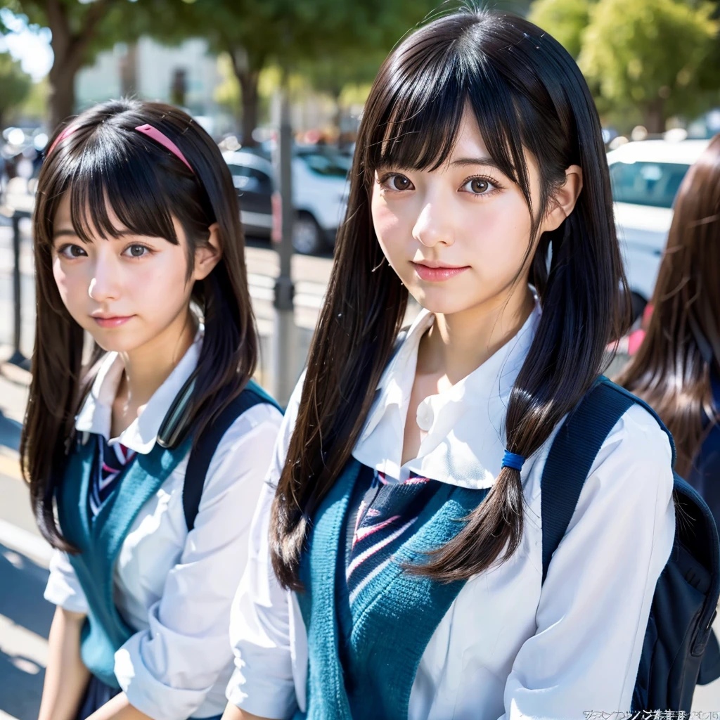 35-year-old Japanese woman、Black Hair、The hair is very short、Twin tails、High school girl cosplay、headphones、flat chest、Realistic photos、Realistic、8K quality、tall、No bangs、Street Snap、Close-up of face、Afterschool