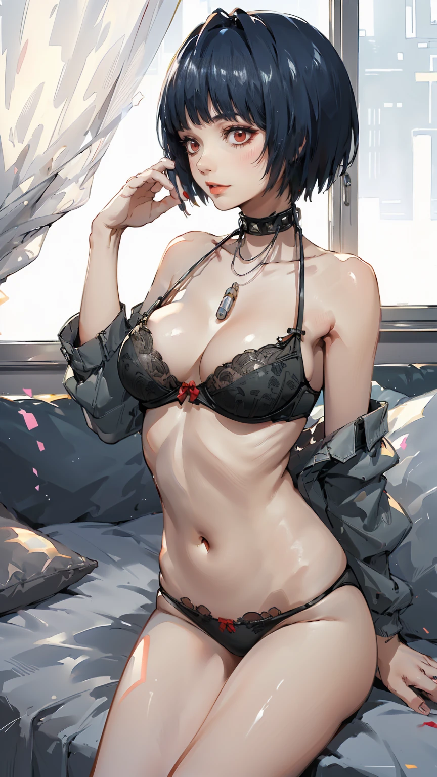 
((masterpiece)),(((best quality))),((character design sheet, multiple sexy poses, white background:1.2)),((full body view, multiple sex positions, vaginal sex)) illustration,Catalogue of sex slaves,1girl, thick thighs, ((detailed face, view from multiple angles:1.2)) ((rough sketch)),((NSFW, vulgar)),Persona 5 TaeTakemi,masutepiece, Best Quality, hight resolution, Cute and beautiful, face focal, Red Eyes,Lying on the bed, close to viewer ,the golden hour, dynamic angle, busty, perfect body, dynamic pose, armpit, hands up, ((fall asleep on the bed, supine, sleepy, open eyes, laying on bed)), ((close up, POV, cute, shot on face, sighing expression)), ((maroon bra color, maroon lingerie, white shirt:1.2)), natural light, light reflection, smiling, beautiful smile,frombelow、 、Rubbing your own chest with both hands、twist squeeze、cover your chest with your palms,,,,,Looking down、Dark hair、shorth hair、Bedrooms、Looking at Viewer、,a black choker、Close-up perspective、ligne claire、(Cool_Color)、perfect-composition、focal、acurate, Anatomically correct、 short cut hair、red eyes、hight resolution, Beautiful detailed glow, masutepiece*Portrait, 3D Face, Realistic, (masutepiece: 1.3), (max resolution: 1.2), (Ultra HDTV: 1.2), cinematric light, 8K resolution, phi ,​masterpiece、top-quality、Ultra Detail、(((shiny lips: 1.4)))Beautiful face, acurate, Anatomically correct, phiAlways detailed face and skin texture, Detailed eyes, Double eyelids, light eyebrow、 pale skin, Lustrous skin all over the body, Perfect face,Always detailed face and skin texture, Detailed eyes,