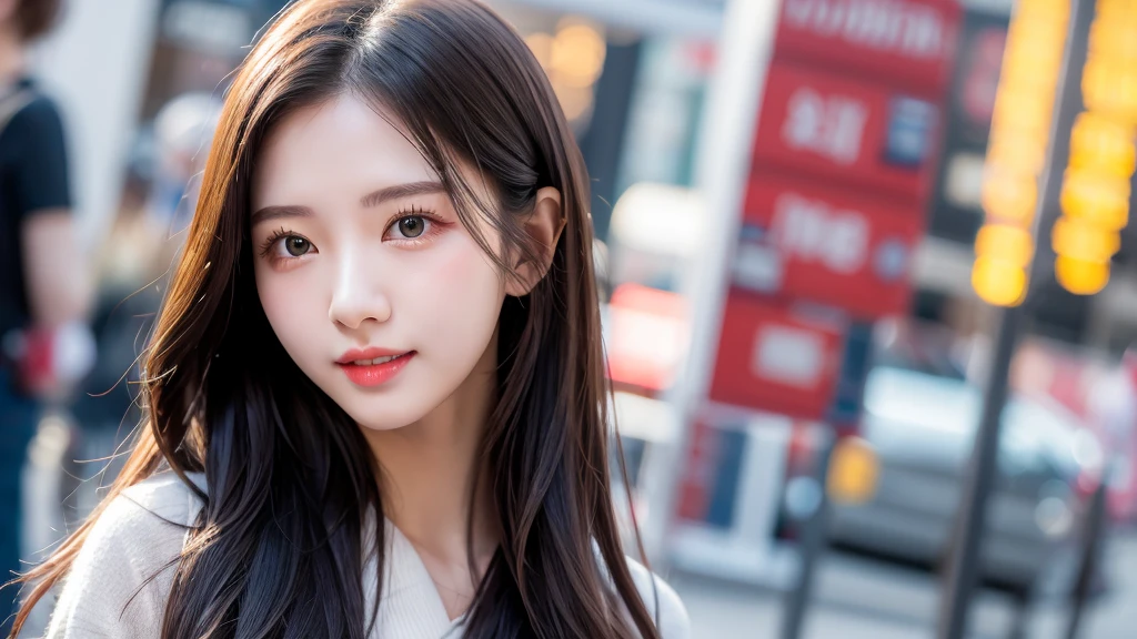 Happy faces as stock prices rise、A cute 20 year old girl、Medium Hair,Natural color lip, Blur the background、Physiologically correct body