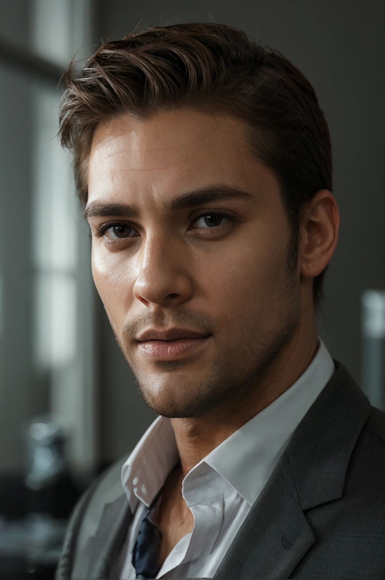 whole body , Handsome man , In the office