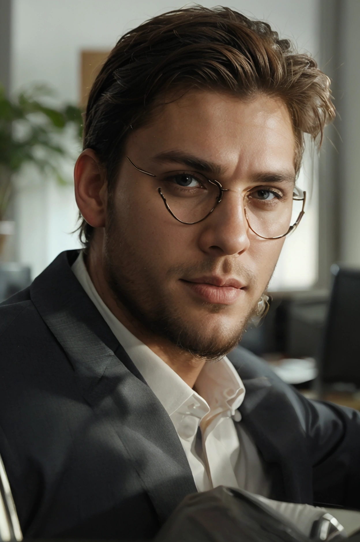 whole body , Handsome man , In the office