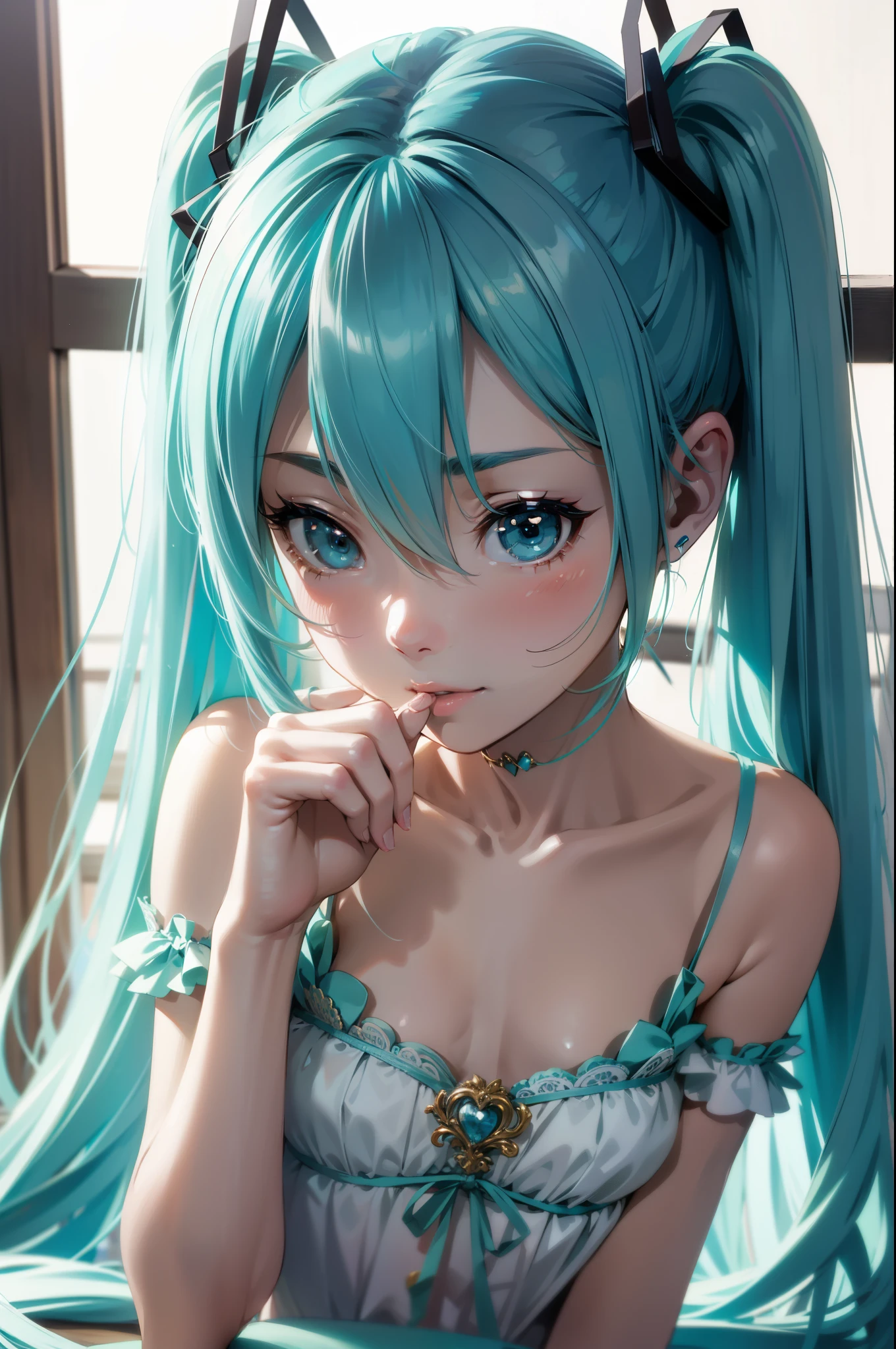 miku hatsune、top-quality、delicate、ornate、Contrasty、cute little