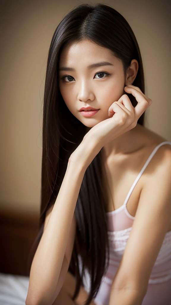 Girl's sloppy appearance、fire, Black lace bra, elegant, Blouse half-removed、((Nipples:1.4))、company、Full of women、slim、Korean Idol、model、Beautiful feet、Big Breastini skirt、(Thighs)、