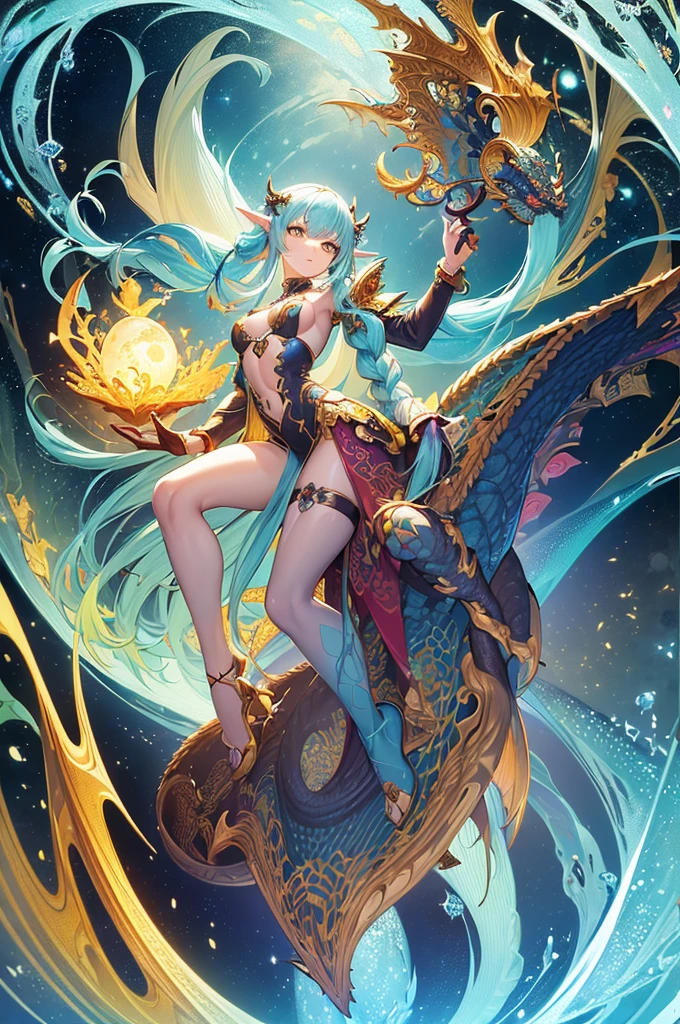 ((Best Quality, 8k, Masterpiece :1.3)) beautiful woman: 1.3, beautiful face with good sharpness, full body, saturated colors, psychedelic image, LSD, mandala, fractral, costume, tattoo, painted body, art similar to Alex Grey's art, lots of color saturation, vortex, planet earth, galaxy, with lots of lighting, shading and contrast, eyes well centered and with contrast, 3D depth, no clothes, 6 arms, sitting on your back