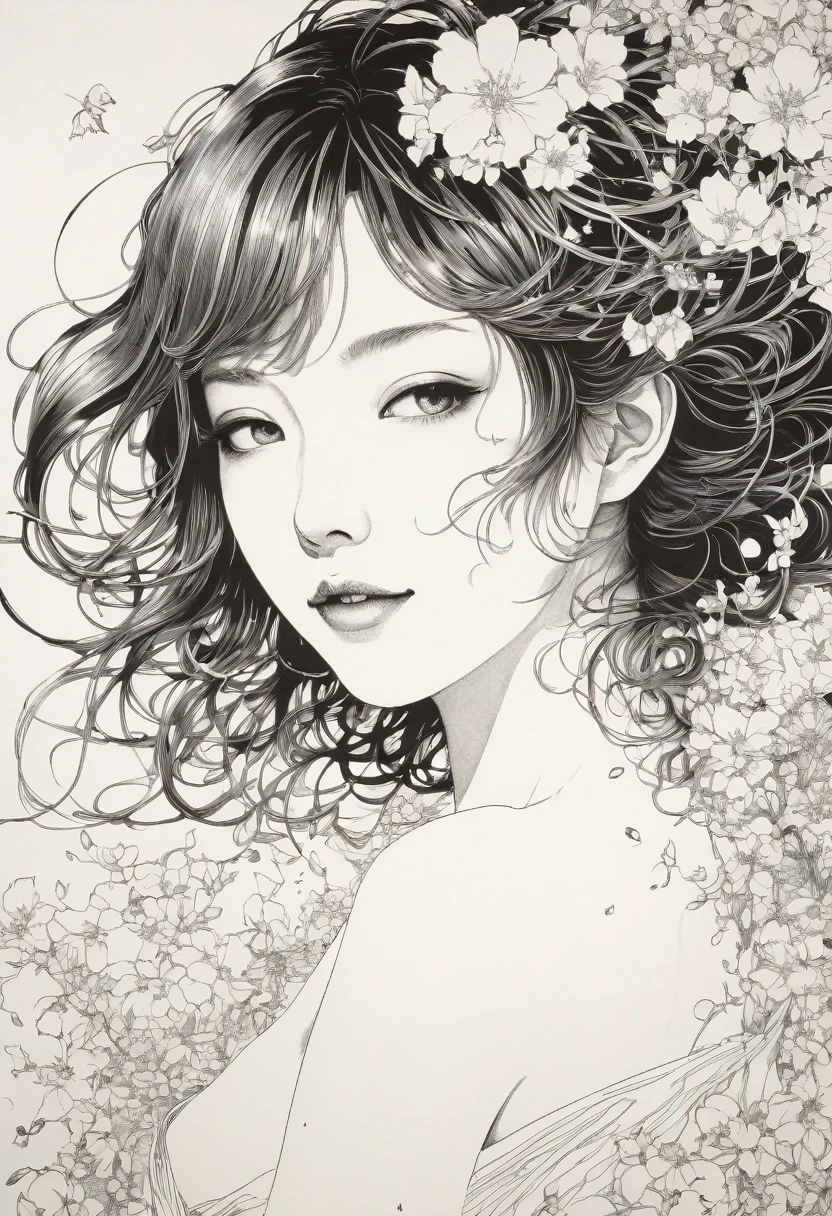 Line art、virgin、Splattered、Crazy Smile、Falling Flowers、takato yamamoto&#39;style、Browsing Caution