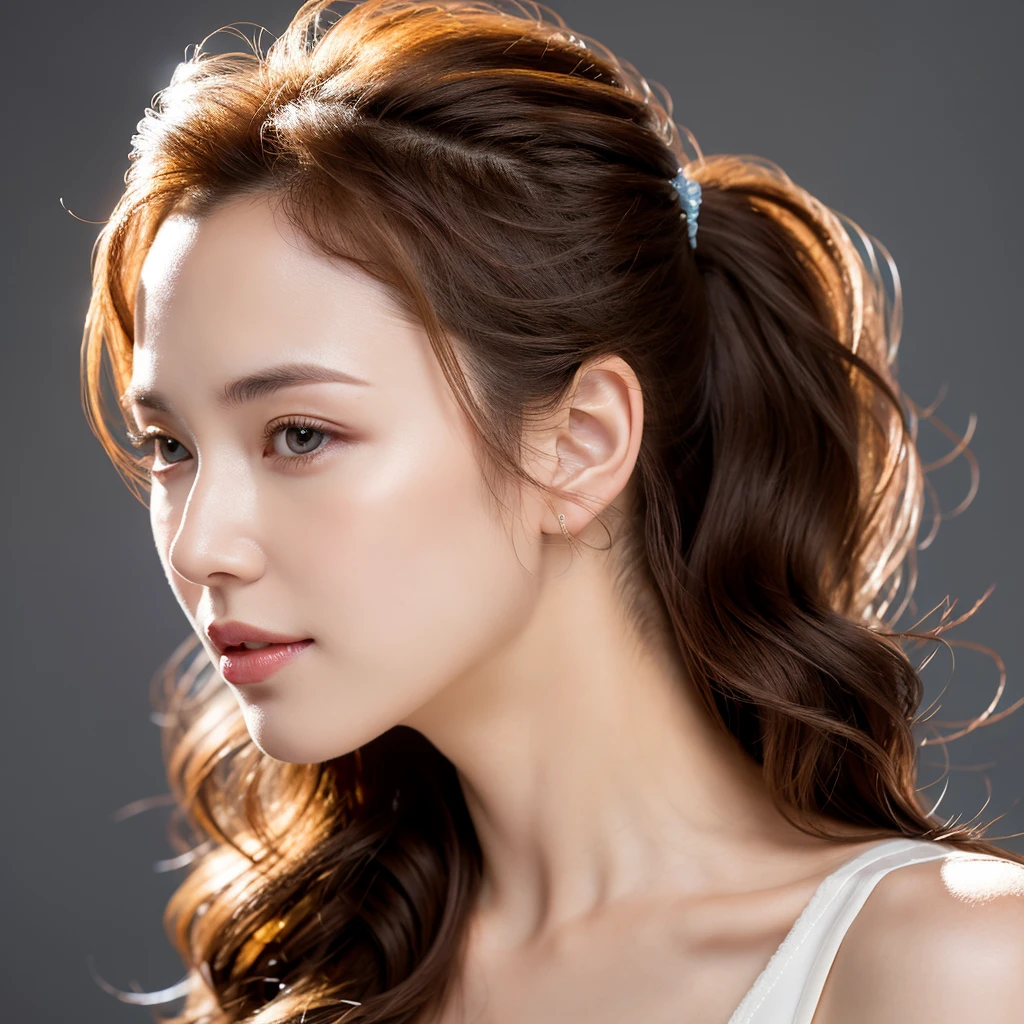 Beautiful mature woman with beautiful wavy long hair, Sexy Mature, ponytail, Ultra-high resolution,(Realistic:1.4), ((Highest quality)), ((masterpiece)), (be familiar with),