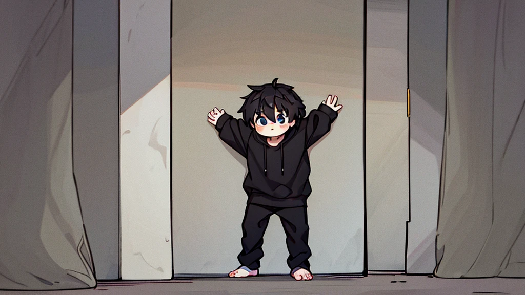 1 male person, wearing a black hoodie, scared
chased by ghosts high quality, 8k

