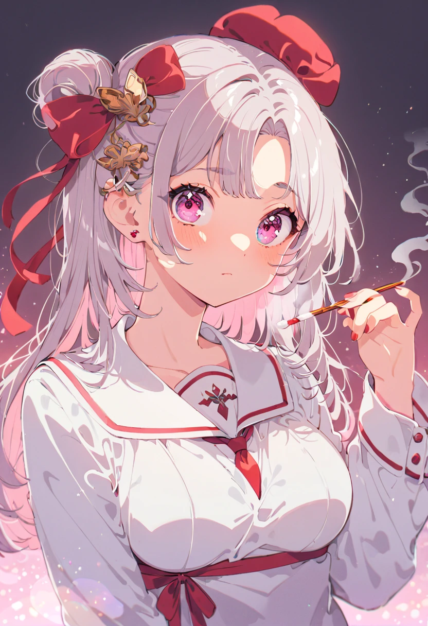 Alisa Mikhailovna Kujo,tomorrow, A friend of mine, There is, Planning a visit to Russia.、(Perfect Face, Detailed face, Beautiful Eyes,Perfect hands,Perfect Fingers)、Red face、((vapor))、hot、Maternal, feet, alone, 1 girl, Silver Hair,Long Hair, Red ribbon hair ornament,Thin hair ornament、Big eyes, Masturbation,Blushed、Dirty Face、Expressionless、 (masterpiece:1.2, Highest quality), (細かくてBeautiful Eyes: 1.2), (Beautiful and dense face), (Sharp facial hair between the eyes)、Underwear is visible、, grinding, Transparent panties、Large Breasts、Neon lighting、look up