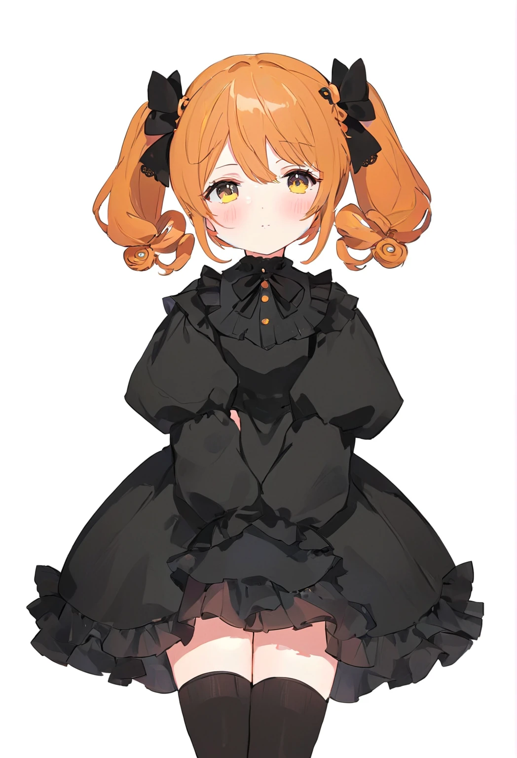 黒いリボンと黒いストッキングをつけたAnime girl in a black dress, , , Cute anime waifu in a nice dress, Anime girl in a black dress, Little Lolita Girl, , Cute Anime Girl, Cute girl anime visuals, portrait of Cute Anime Girl, Anime Moe Art Style, Twin tails, April Rendering