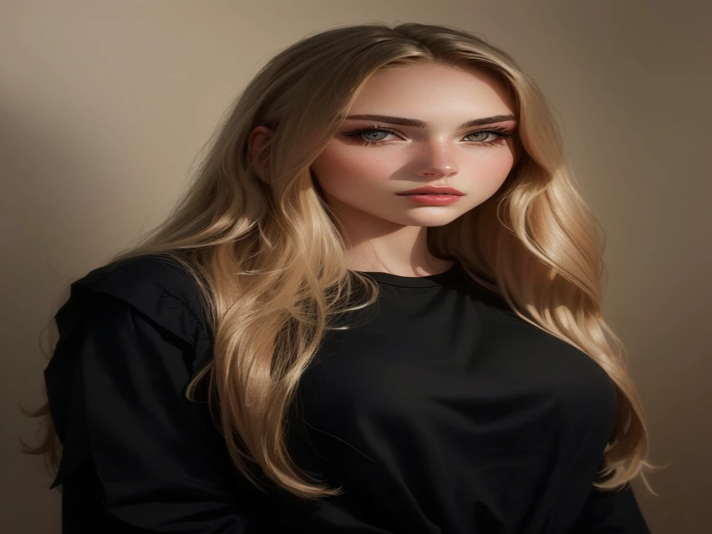 a close up of a woman with long hair wearing a black shirt, portrait sophie mudd, photoshoot portrait, anastasia ovchinnikova, long blonde hair and large eyes, julia gorokhova, viktoria gavrilenko, dasha taran, aleksandra waliszewska, alina ivanchenko, 2 4 old female model, high quality portrait photoshoot