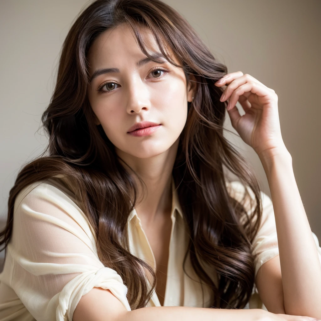 Beautiful mature woman with beautiful wavy long hair, Mature Woman, Ultra-high resolution,(Realistic:1.4), ((Highest quality)), ((masterpiece)), (be familiar with),