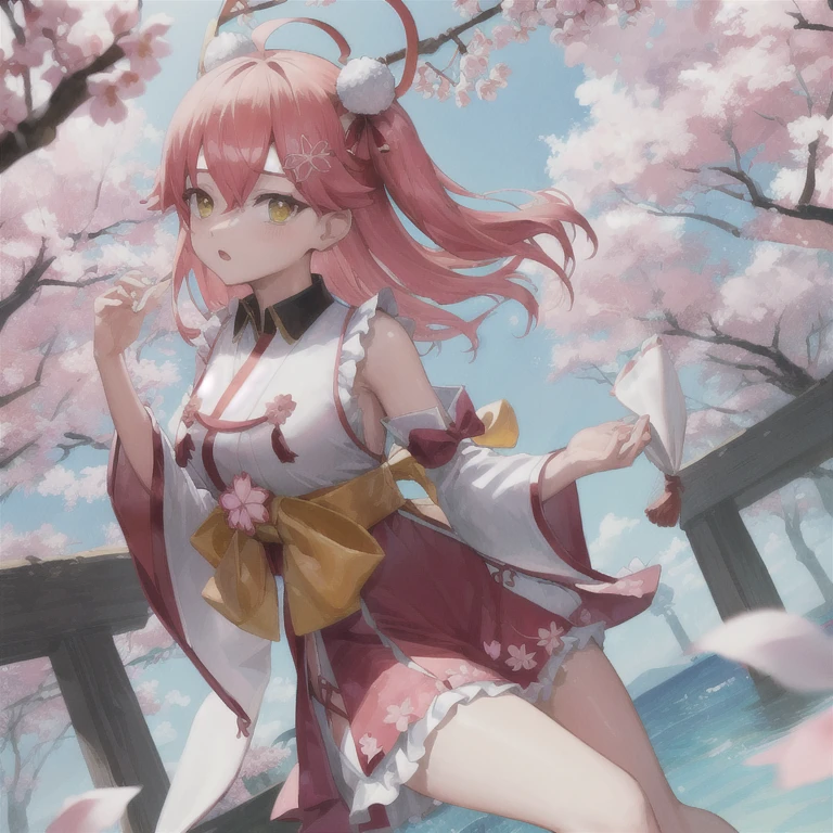 Highest quality,Absurd resolution, One girl,alone, Bad luck, Miko 1, sakura miko,
 