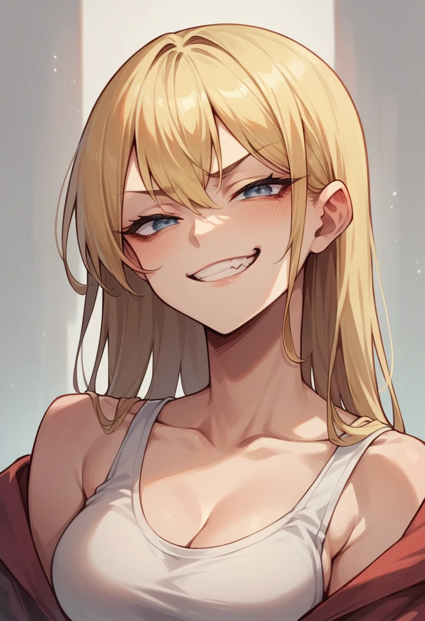 Anime girl, blonde, smug and condescending smirk