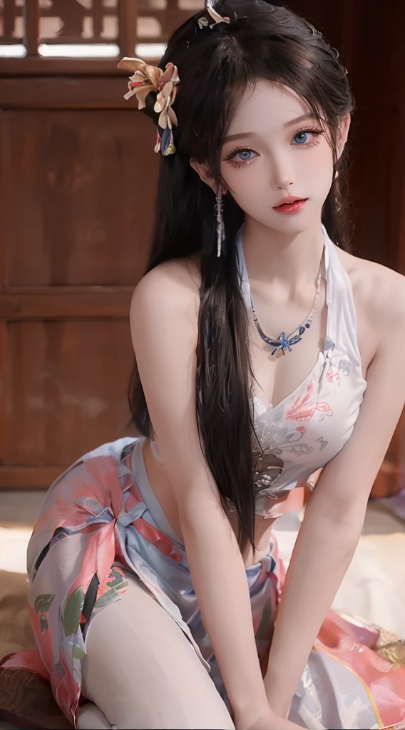 (Hands and knees on all fours:1.3),, Seen from directly above:1.3), Sticking out the buttocks、Colossal tits、Slim waist、pantyhose、sexy lingerie、A bracelet、Best Quality, offcial art, extremely detailed CG unified 8k wallpaper, Best Quality, Lots of details, masutepiece, Ultra-detailed, Illustration, Realistic, (nffsw:1.4), (Cinematic), (PastelColors, dim colors, Soothing tones:1.3), 8K_wall-paper, (Natural Skin Texture, hyperphotorealism, Soft light, sharp), (Extremely detailed), Professional Lighting, Illuminator, extremely delicate and beautiful girl, Beautiful detailed eyes, hair messy,(Beautiful perfect hands:1.5), Beautiful earrings, a necklace, (Modern mansion on luxury living room window background), (The living room is decorated with luxurious interiors and luxurious rugs), (light coming through the window), (Blurred background), chandeliers, (No one is in the background:1.3), Antic Properties, Solo, (Only one person:1.5) ((Sexual innuendo)), Seductive smile,, (Looking up at the viewer),