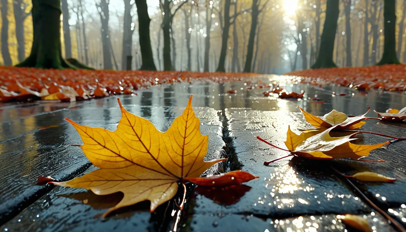 winter leaves, magical round leaves leaves falling, snow is falling thinly,nature documentry footage, youtube video screenshot, today's featured photography 4k, autumn rain turkel, nature photography 4k, november, cinematic widescreen shot, leaves and magic, high quality screenshot, 2 0 2 1 cinematic 4 k framegrab, wide screenshot