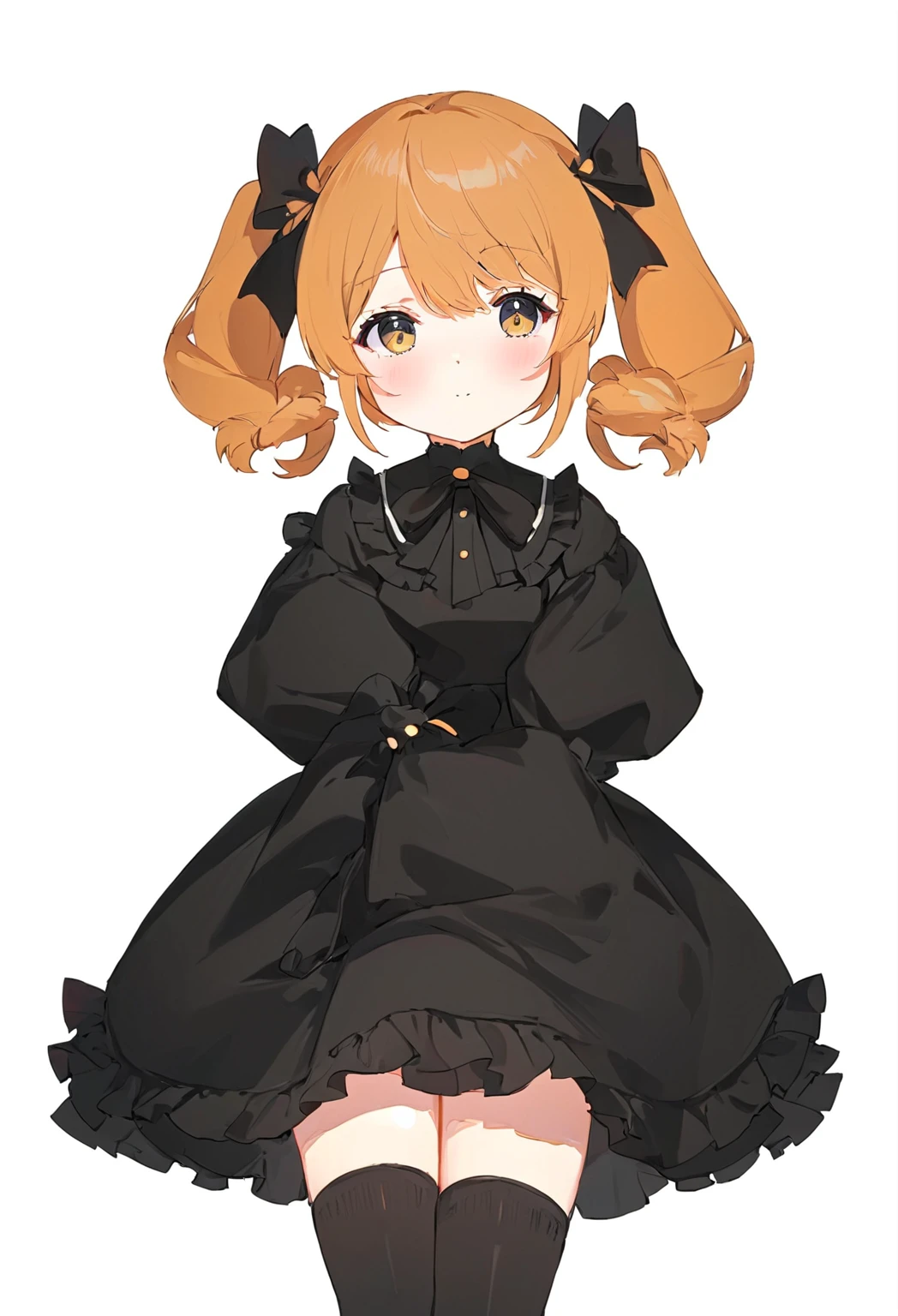黒いリボンと黒いストッキングをつけたAnime girl in a black dress, , , Cute anime waifu in a nice dress, Anime girl in a black dress, Little ta Girl, , Cute Anime Girl, Cute girl anime visuals, portrait of Cute Anime Girl, Anime Moe Art Style, Twin tails, April Rendering