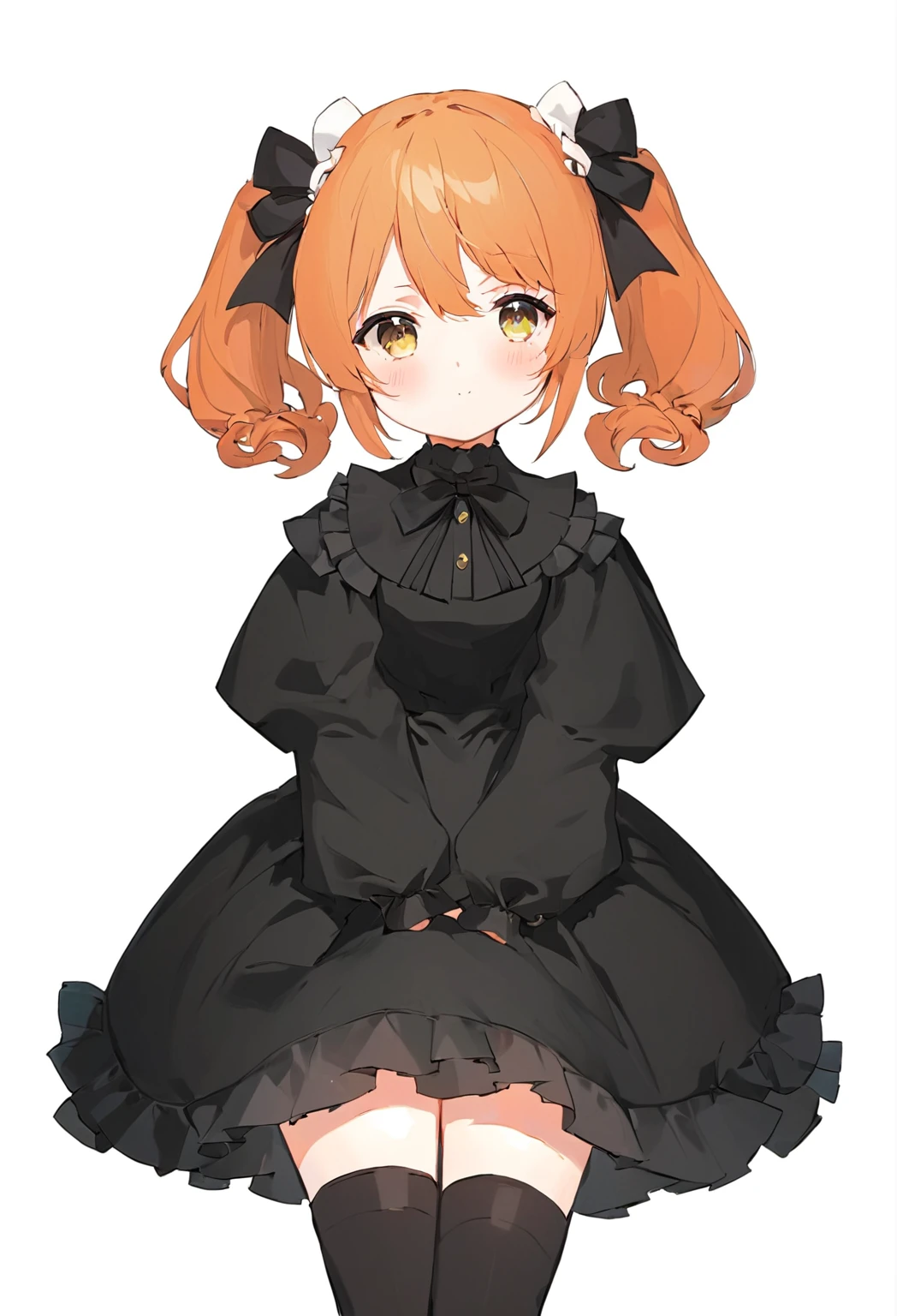 黒いリボンと黒いストッキングをつけたAnime girl in a black dress, , , Cute anime waifu in a nice dress, Anime girl in a black dress, Little ta Girl, , Cute Anime Girl, Cute girl anime visuals, portrait of Cute Anime Girl, Anime Moe Art Style, Twin tails, April Rendering