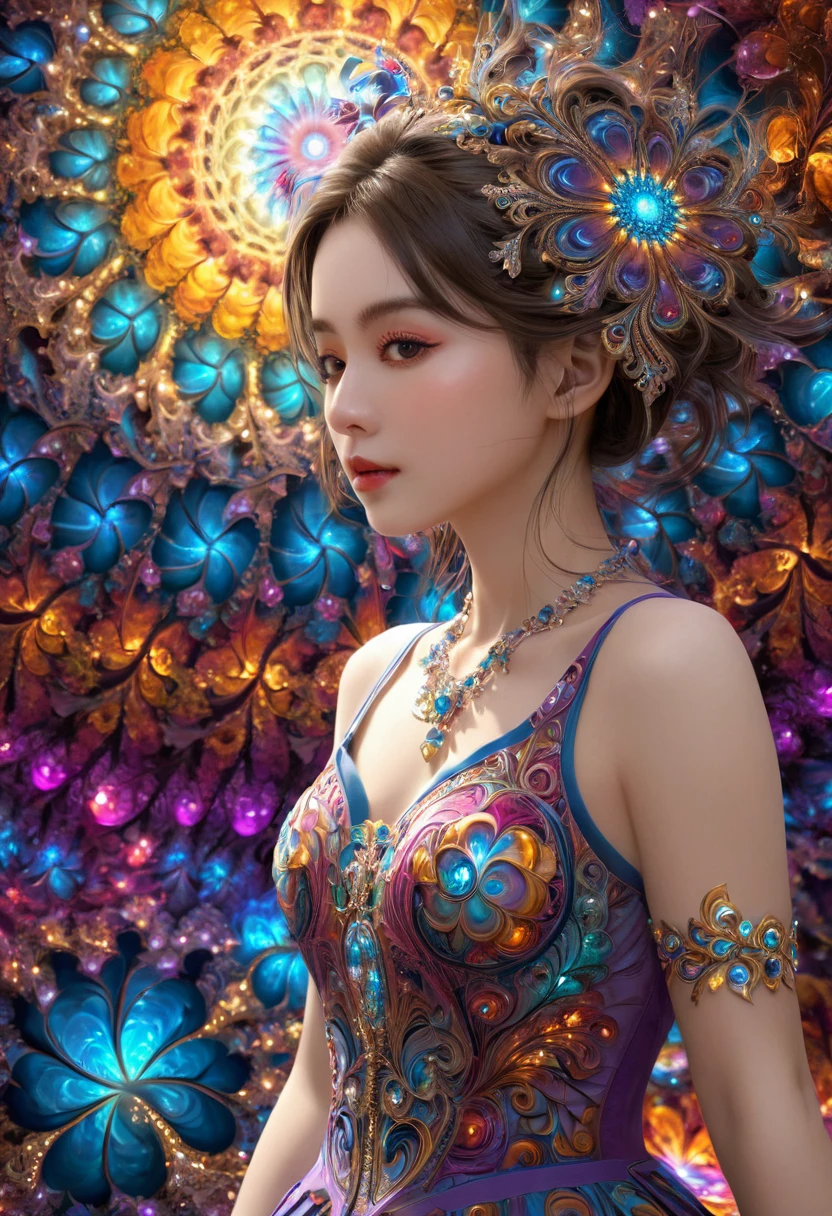 (masterpiece, Top quality, best quality, Official Art, beautiful and aesthetic:1.2), (1 Girl:1.3), Extremely detailed,(Fractal Art:1.3),rich and colorful,The most detailed
