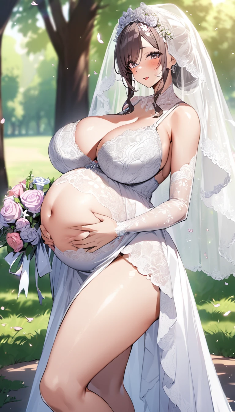 High resolution , Sit on a chair、Ejaculate、good lighting, despicable, (((wedding dress))), ((veil)), (((skirt))), (garter belt), pussy juice, ((futanari), abdomen only, ((masturbation)),motion line, speed line, beautiful face, thick pubic hair, orgasm