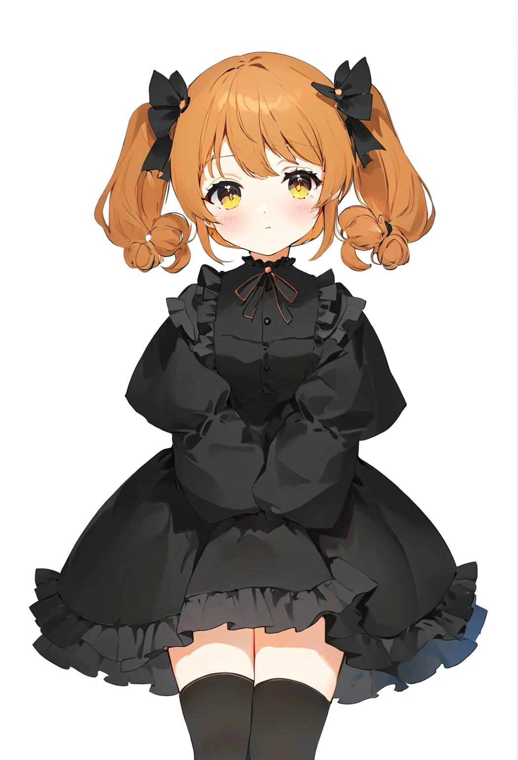 黒いリボンと黒いストッキングをつけたAnime girl in a black dress, , , Cute anime waifu in a nice dress, Anime girl in a black dress, Little Lolita Girl, , Cute Anime Girl, Cute girl anime visuals, portrait of Cute Anime Girl, Anime Moe Art Style, Twin tails, April Rendering