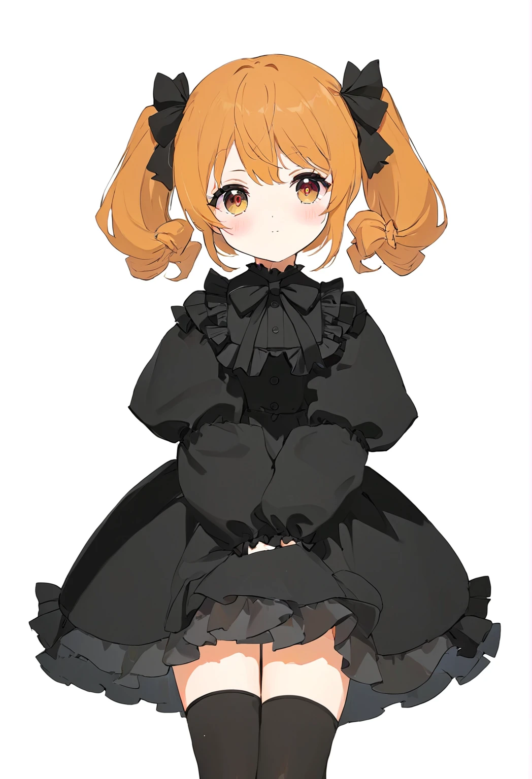 黒いリボンと黒いストッキングをつけたAnime girl in a black dress, , , Cute anime waifu in a nice dress, Anime girl in a black dress, Little Lolita Girl, , Cute Anime Girl, Cute girl anime visuals, portrait of Cute Anime Girl, Anime Moe Art Style, Twin tails, April Rendering