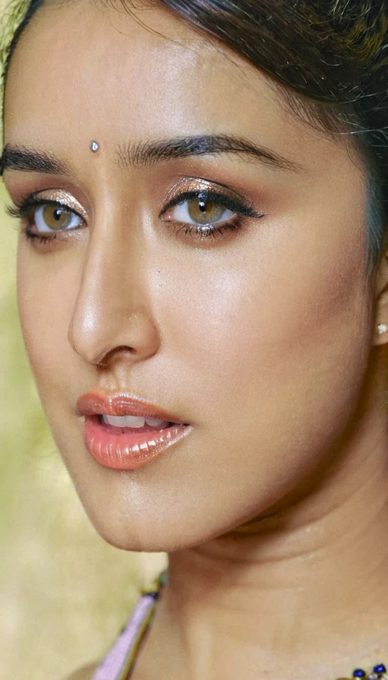 glamor upper close up bodyshot photo of a shraddha kapoor,woman,bikini looking at viewer, free hair, masterpiece, 28 year old