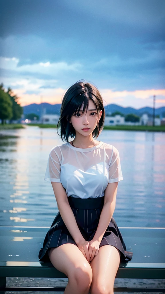 Anime girl sitting at a table in the rain, reflection. by Makoto Shinkai, dark. by Makoto Shinkai, Lo-fi Girl, Gweiz-style artwork, Portrait of Rofi, Digital Art Ilya Kuvshinov, anime art wallpaper 4k, anime art wallpaper 4k, ( ( Makoto Shinkai ) )