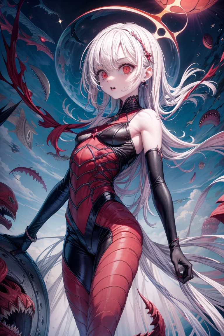 Anime - style image of woman with giant spider, spider, anime monster girl, six-armed goddess of darkness, spider, spider legs big, spider, 6 claws, April rendering, with claws, spider legs, 2 b, 2b, monster girl, arachnophobia, big spider, biomechanics opai, giant spider,, fusion, fuse, fuse, half-human banshee, banshee, female spider spirit, spider goddess