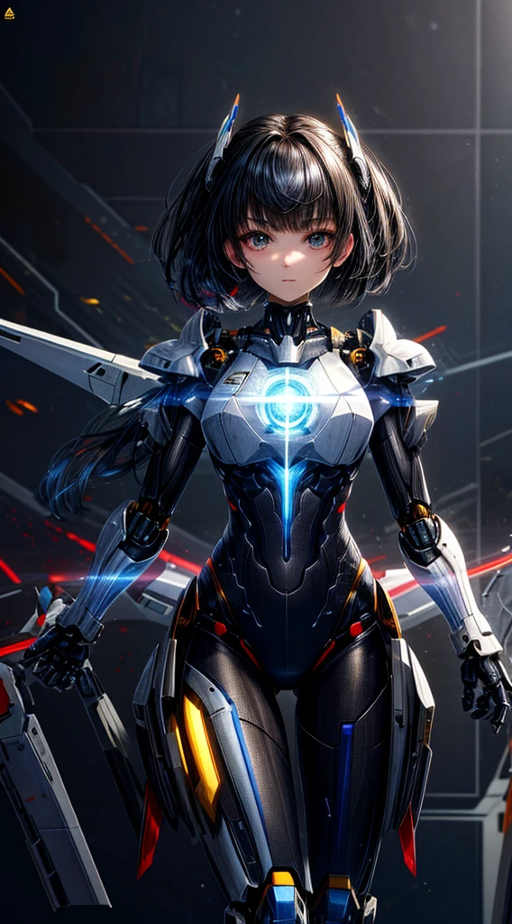 Highest quality ,Upper Body,masterpiece, shape, Very delicate and beautiful, Very detailed ,CG ,Unity ,8k wallpaper, wonderful, finely, masterpiece,Highest quality,Official Art,Very detailed CG Unity 8k wallpaper,Confused, incredibly Confused, Very detailed, High resolution, Very detailed,Beautiful detailed girl,The light shines on your face, 1 girl, Mecha, armor, Mechanical_body, Black Hair, Spaceship, city, cyber punk, star_null,