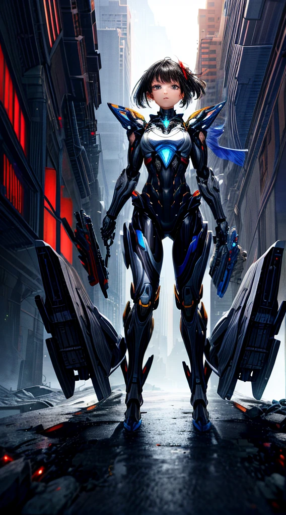 Highest quality ,Upper Body,masterpiece, shape, Very delicate and beautiful, Very detailed ,CG ,Unity ,8k wallpaper, wonderful, finely, masterpiece,Highest quality,Official Art,Very detailed CG Unity 8k wallpaper,Confused, incredibly Confused, Very detailed, High resolution, Very detailed,Beautiful detailed girl,The light shines on your face, 1 girl, Mecha, armor, Mechanical_body, Black Hair, Spaceship, city, cyber punk, star_null,