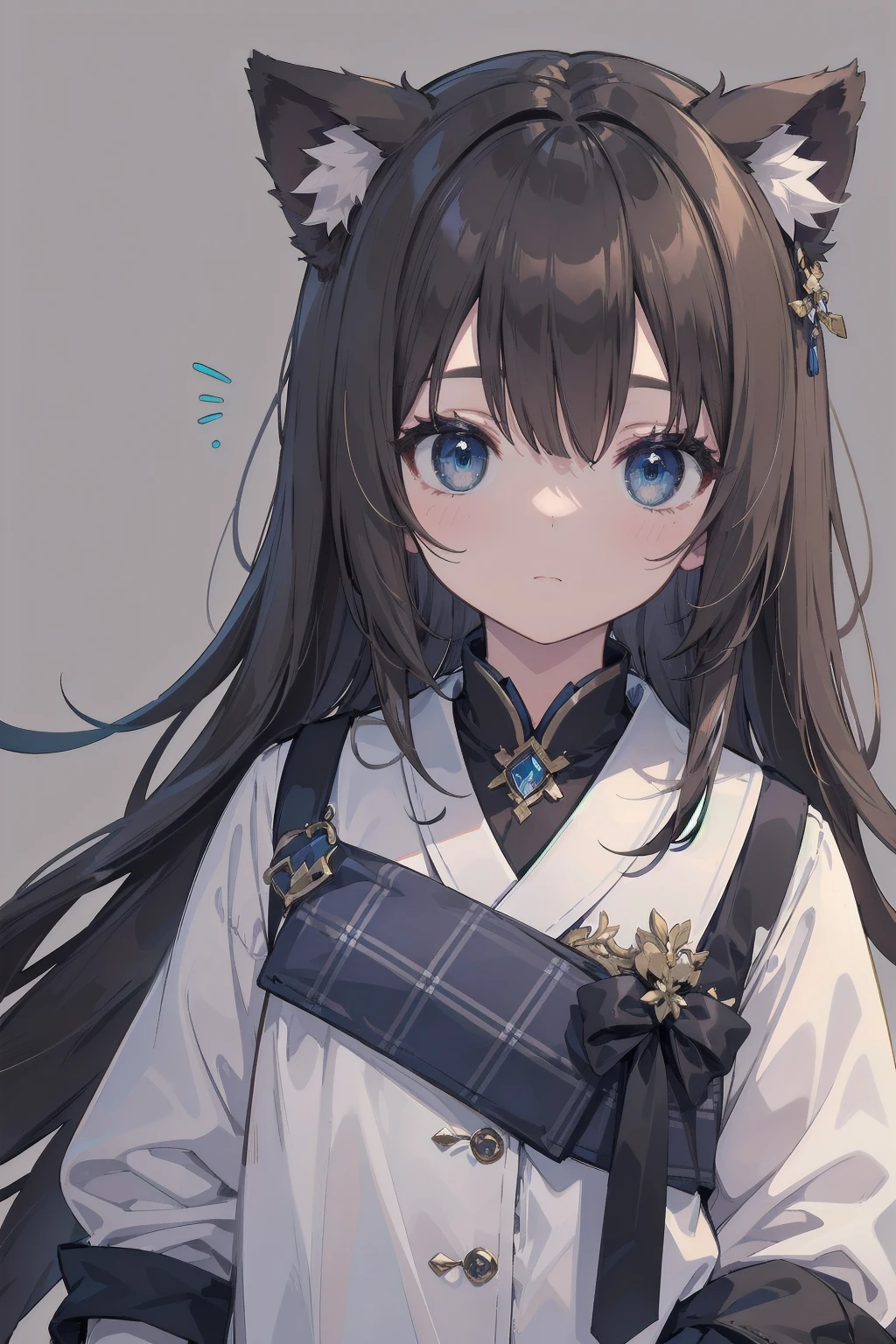 (Animal ears), Dark brown hair, blue eyes, (masterpiece), (Highest quality), (非常にdetailedな), more_detailed:-1, more_detailed:0, more_detailed:0.5, more_detailed:1, more_detailed:1.5, Shine