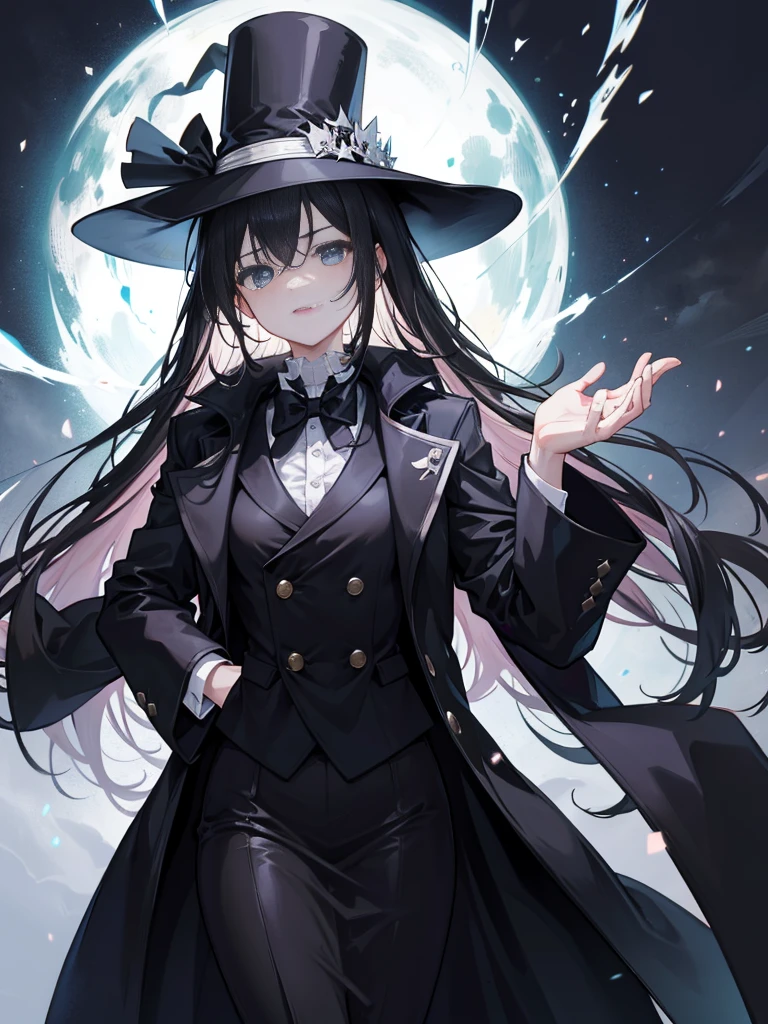 A magician in a black coat