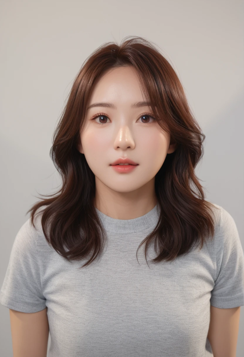 Best Quality, 8k, Masterpiece, (Portrait: 1.3), (photo realistic:1.4), (hyper realistic:1.4), Sharp Focus, looking at viewer, (smoother lighting:1.1), (increase cinematic lighting quality:0.9), realistic lighting, backlighting, light on face, ray trace, (brightening light:1.2), (Increase quality:1.4), sharp detail, (best quality real texture skin:1.4), finely detailed eyes, black_eyes, finely detailed face, 25 year old Korean woman
