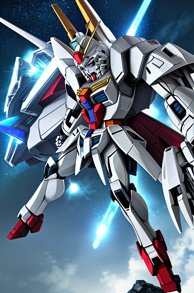 Highest quality,High resolution,((Z Gundam)) ,One person,(White Red Blue_coat),robot,One personで,strongest,Anime Style,(Night Sky_background),(Limbs),(Full Finger),(Accurate fingertips), (The finer details), (Super detailed),4K,(high resolution),whole body, (Front angle), Looking at the camera,masterpiece,(Subtle details),(Intricate details),Octane Rendering,(Hyper Detail),