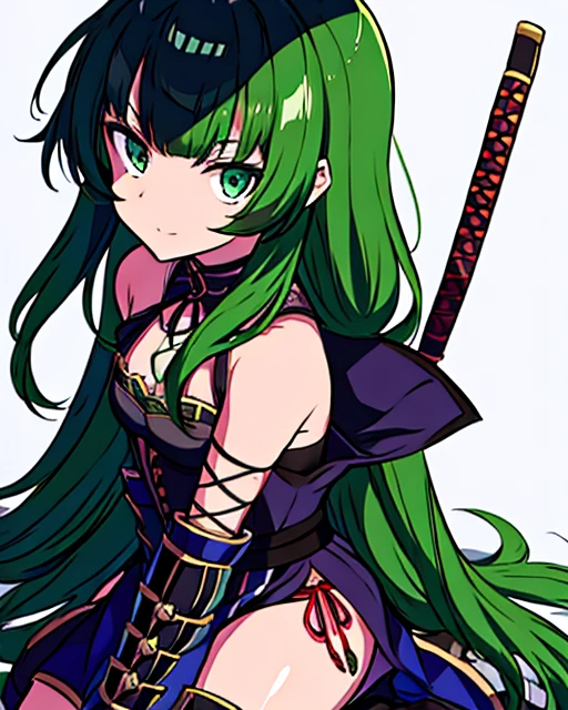 Etrian Odyssey character, flat shading, samurai