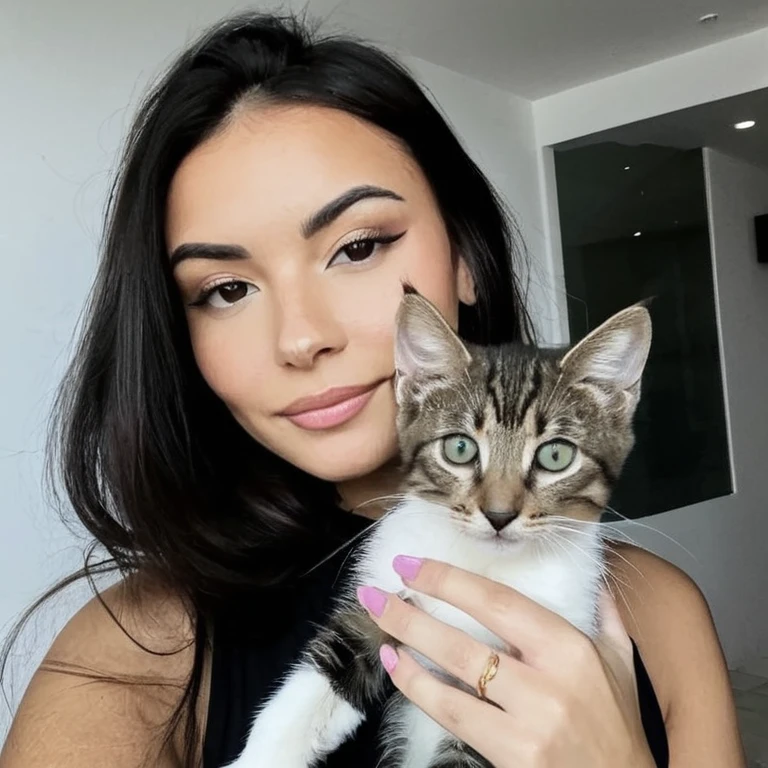 she is with a little kitten