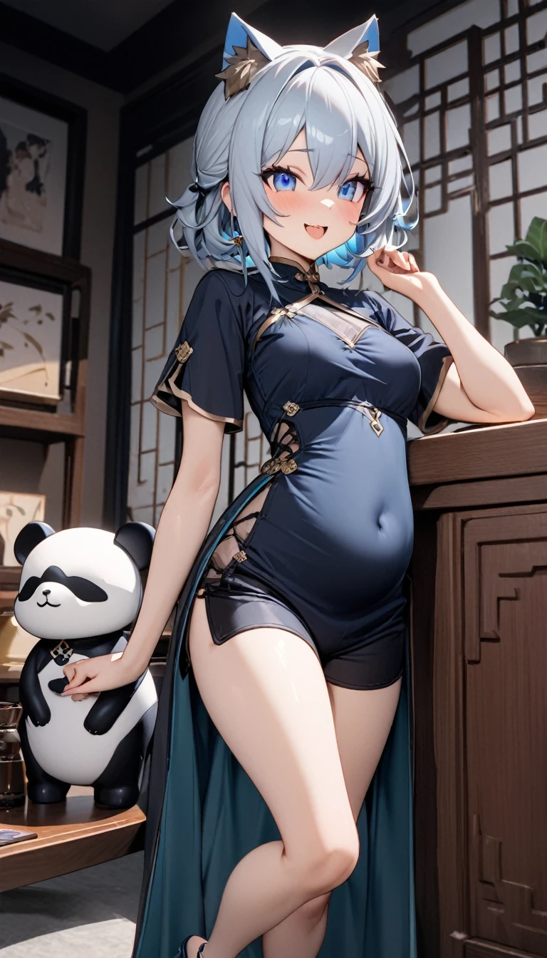 Anime girl, , bunny girl, wear glasess, short hair, hair colour blue, wear kimono colour blue, sexy girl, naked