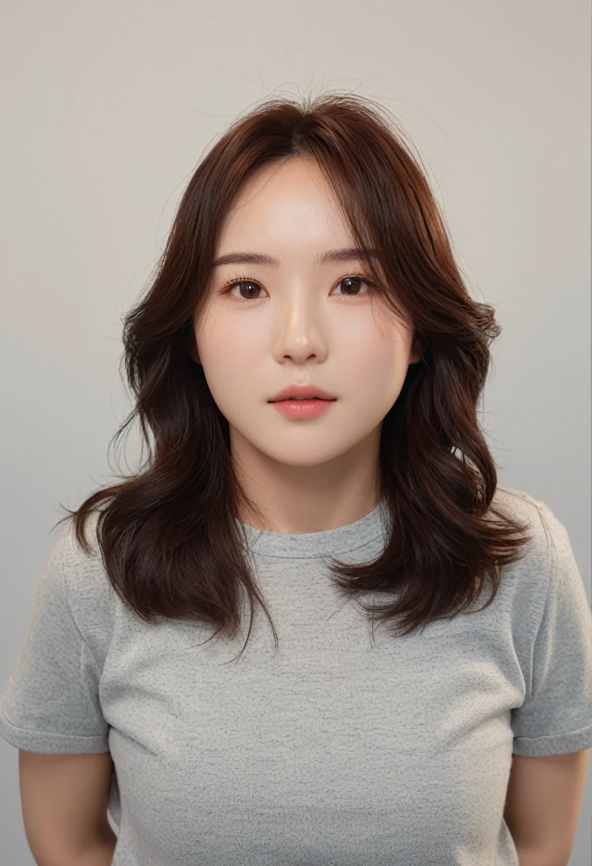 Best Quality, 8k, Masterpiece, (Portrait: 1.3), (photo realistic:1.4), (hyper realistic:1.4), Sharp Focus, looking at viewer, (smoother lighting:1.1), (increase cinematic lighting quality:0.9), realistic lighting, backlighting, light on face, ray trace, (brightening light:1.2), (Increase quality:1.4), sharp detail, (best quality real texture skin:1.4), finely detailed eyes, black_eyes, finely detailed face, 25 year old Korean woman