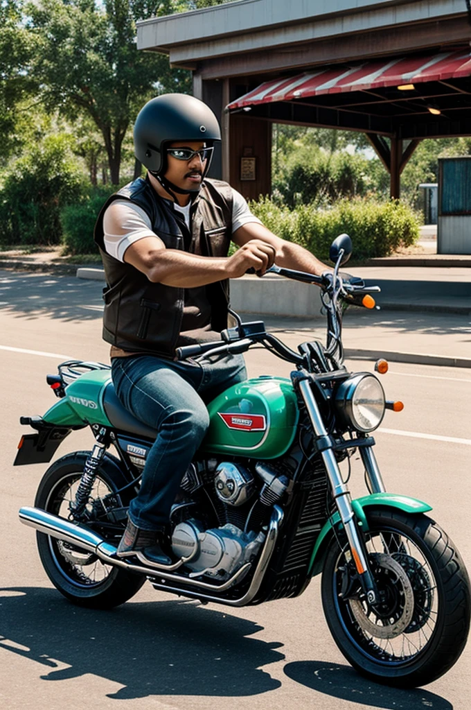 A taco driving a motorcycle