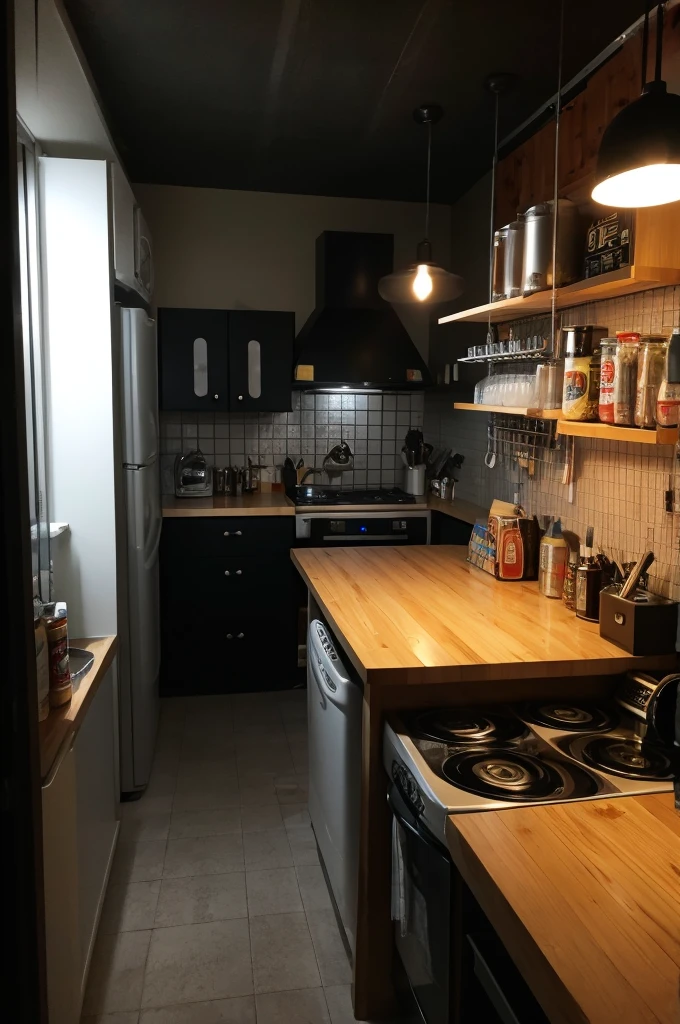 Kitchen at night、Dark Room、Drinking canned beer