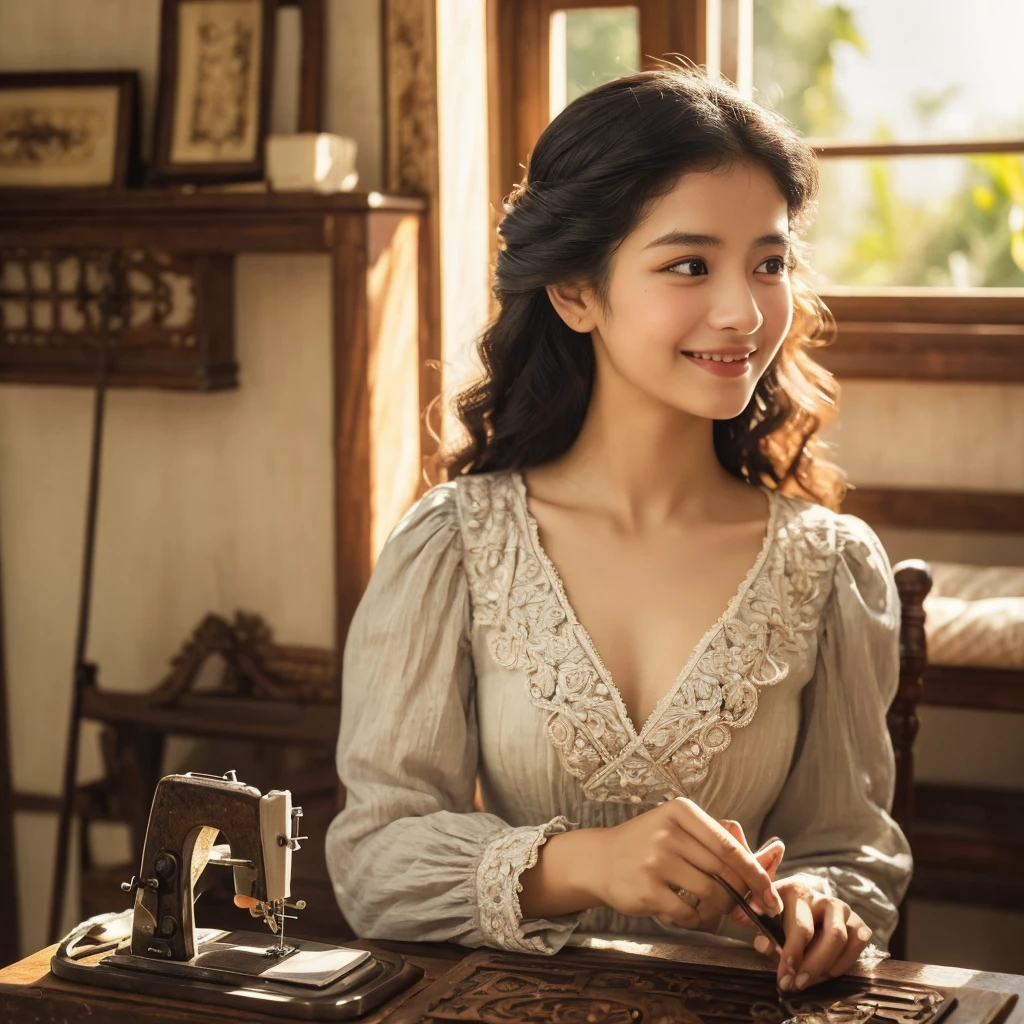 Indonesian woman with soft face working on sewing machine indoors, small manufacturing, instagram post, in the workshop, masterpiece of art, extraordinary masterpiece, beautiful craftsmanship, stitching, instagram photo, very consistent, batik, very strong, masterpiece, faridah malik, work , taken at golden hour, hard work, profile photo, facebook post, beautiful masterpiece. wearing a white t-shirt, beautiful face, shining black hair, brown eyes, curly eyelashes, white skin, smiling expression, nivanh chanthara , mai anh tran, dang my linh, beautiful ruan jia!, handsome girl, beautiful, in lam manh style, charming smile, with a cute face - smooth, beautiful, beautiful woman, fanart, sweet young woman, beautiful woman
stunning, (fine and intricate details:1.7)(RAW photo:1.3), (large scratches in some parts of the photo:1.8)(bright sepia toned photo) (noisy image:0.5) (perfect hand design:1.3), 1912, a beautiful young woman, black and white (19th century daguerreotype photo quality: 1.1), ( flash with magnesium: 1.6) , photo shoot, pre-raphaelitism, Auguste et Louis Lumière style. hand-held Victorian style, Very high resolution detail, photographic, realism pushed to the extreme, fine textures, very real Westworld film style, award winning, professional, highly detailed