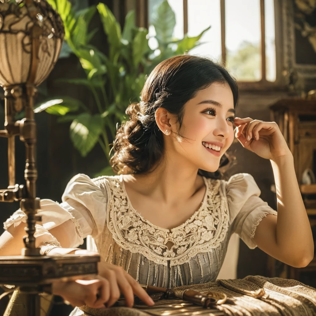 Indonesian woman with soft face working on sewing machine indoors, small manufacturing, instagram post, in the workshop, masterpiece of art, extraordinary masterpiece, beautiful craftsmanship, stitching, instagram photo, very consistent, batik, very strong, masterpiece, faridah malik, work , taken at golden hour, hard work, profile photo, facebook post, beautiful masterpiece. wearing a white t-shirt, beautiful face, shining black hair, brown eyes, curly eyelashes, white skin, smiling expression, nivanh chanthara , mai anh tran, dang my linh, beautiful ruan jia!, handsome girl, beautiful, in lam manh style, charming smile, with a cute face - smooth, beautiful, beautiful woman, fanart, sweet young woman, beautiful woman
stunning, (fine and intricate details:1.7)(RAW photo:1.3), (large scratches in some parts of the photo:1.8)(bright sepia toned photo) (noisy image:0.5) (perfect hand design:1.3), 1912, a beautiful young woman, black and white (19th century daguerreotype photo quality: 1.1), ( flash with magnesium: 1.6) , photo shoot, pre-raphaelitism, Auguste et Louis Lumière style. hand-held Victorian style, Very high resolution detail, photographic, realism pushed to the extreme, fine textures, very real Westworld film style, award winning, professional, highly detailed