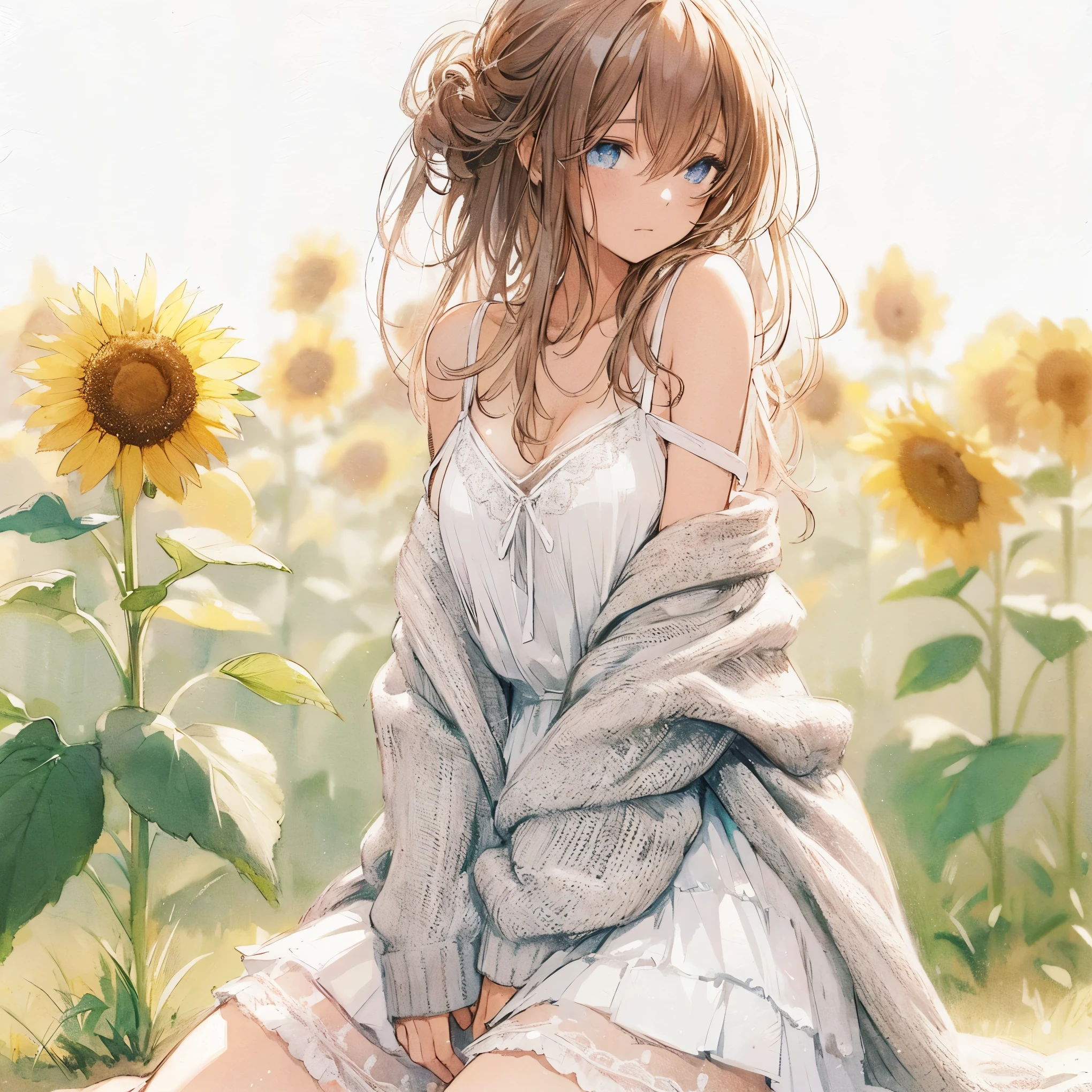 Official art using high-quality hand-drawn watercolor sketch techniques. (best quality,4k,8k,highres,masterpiece:1.2),ultra-detailed,beautiful detailed eyes,A girl with beautiful eyes, everyone, beautiful anime girl, cute anime girl, smooth anime art, anime style, elegant colors, soft lighting, delicate beautiful eyes, very coquettish, (beautiful large breast:1.2), (correct hands:1.2),