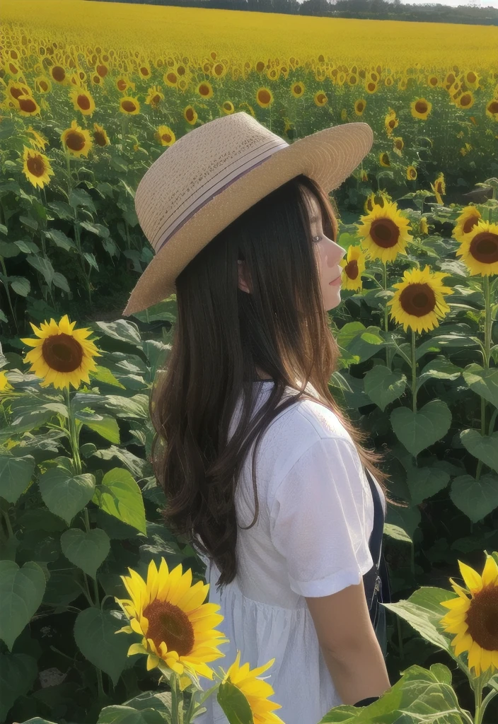Beautiful scenery of sunflower field on my phone screen.